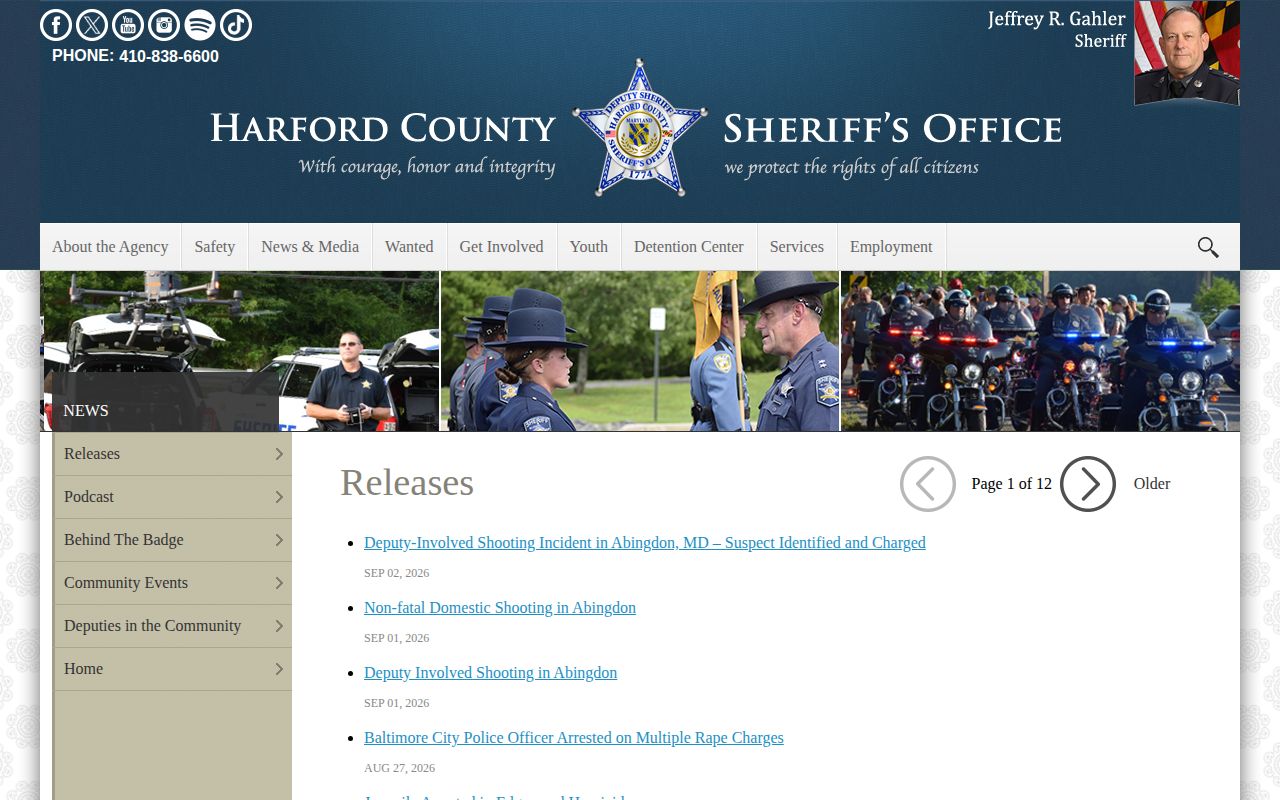 Harford County Sheriff selected recent arrest news releases