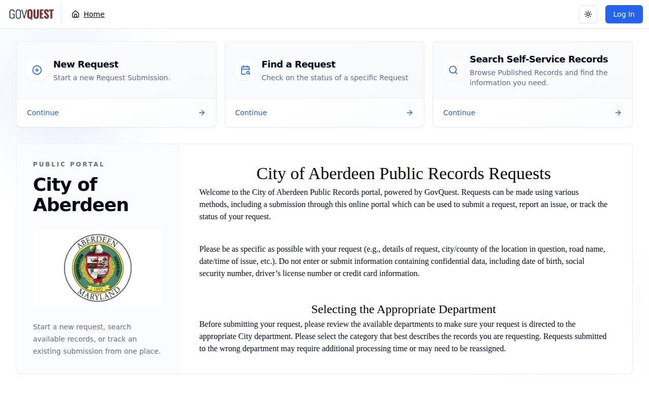 Aberdeen recent arrest record request portal