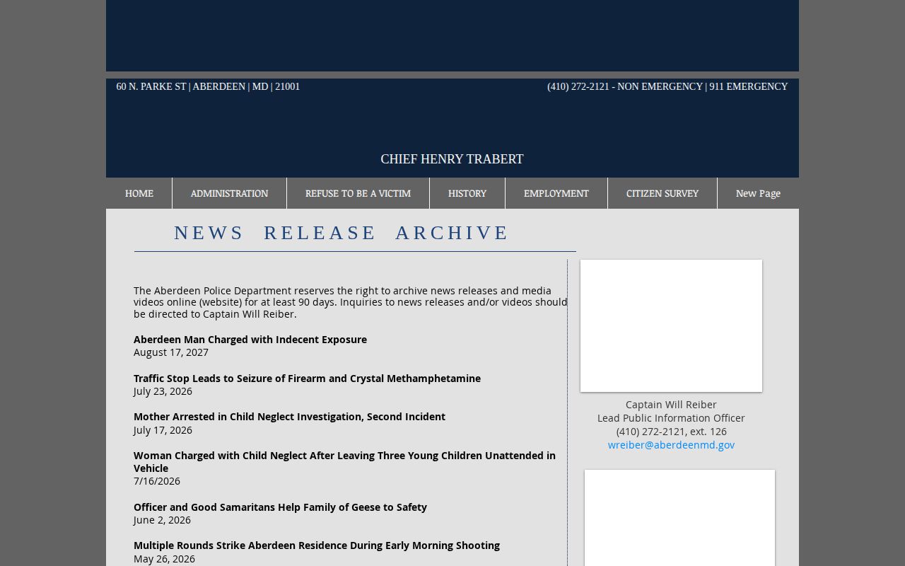 Aberdeen Police Department recent arrest press release archive