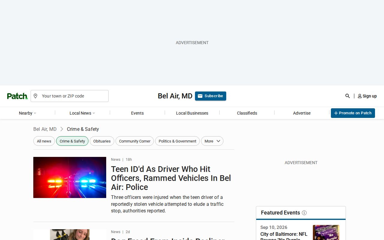 Bel Air recent arrest and police news index